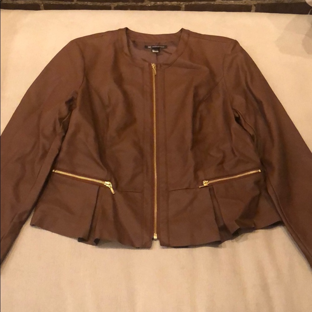 INC Faux Leather Peplum Jacket